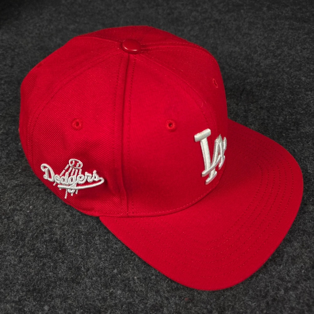 Los Angeles Dodgers Red Pro Standard Wool Leather Strapback Hat MLB Retro Cap - Picture 3 of 11